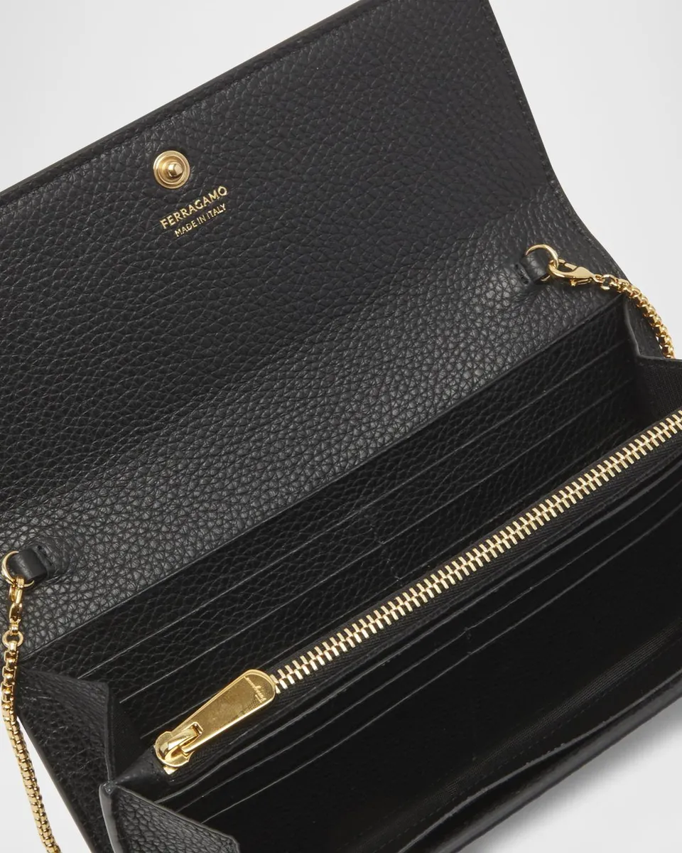 Ferragamo Gancino Flap Leather Wallet on Chain | Thumbnail 3 Ferragamo Gancino Flap Leather Wallet on Chain | Thumbnail 3