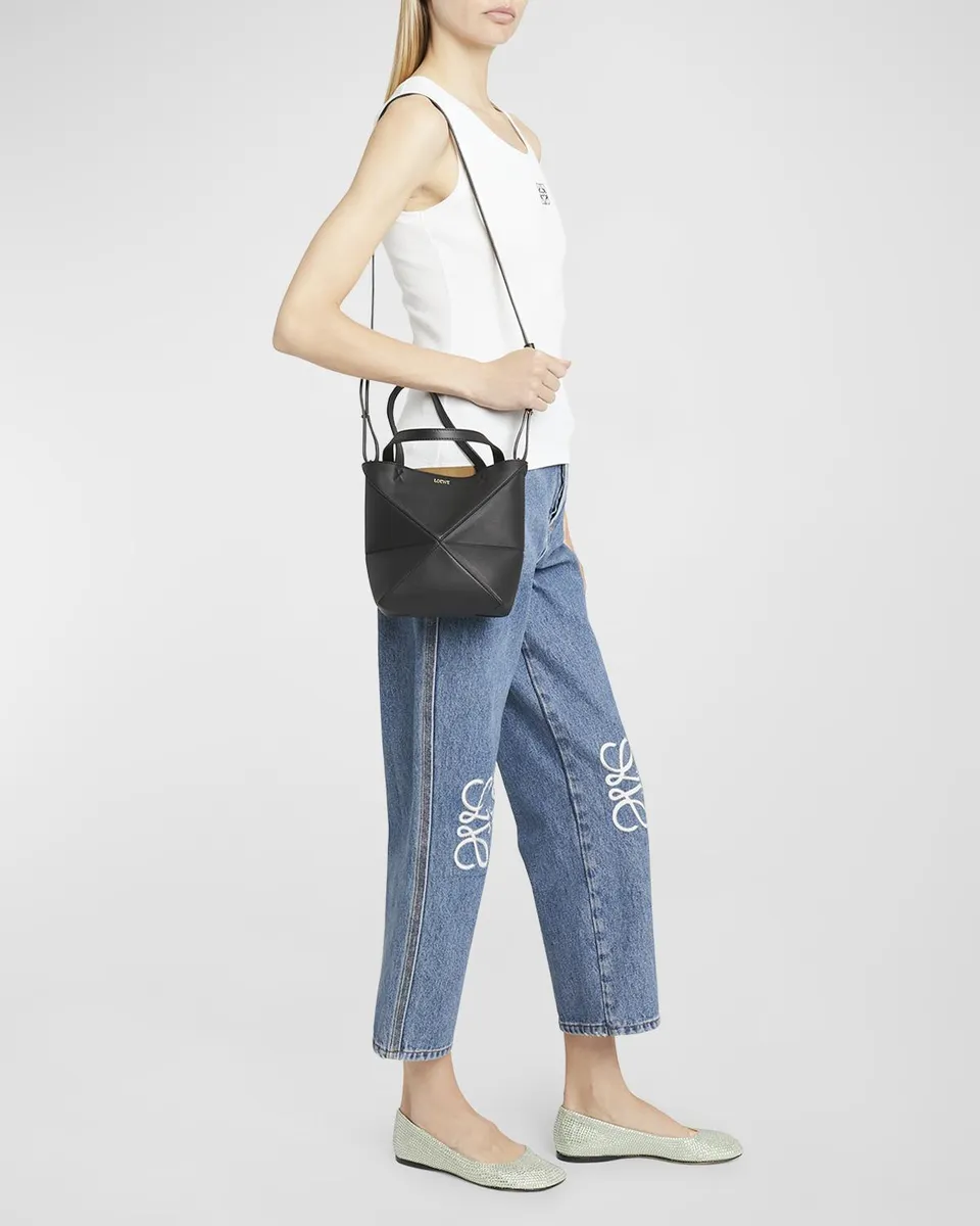 Loewe Puzzle Fold Mini Tote Bag in Shiny Leather | Thumbnail 2 Loewe Puzzle Fold Mini Tote Bag in Shiny Leather | Thumbnail 2
