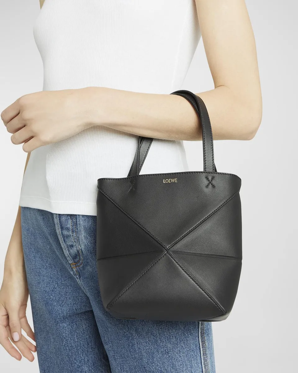 Loewe Puzzle Fold Mini Tote Bag in Shiny Leather | Thumbnail 4 Loewe Puzzle Fold Mini Tote Bag in Shiny Leather | Thumbnail 4