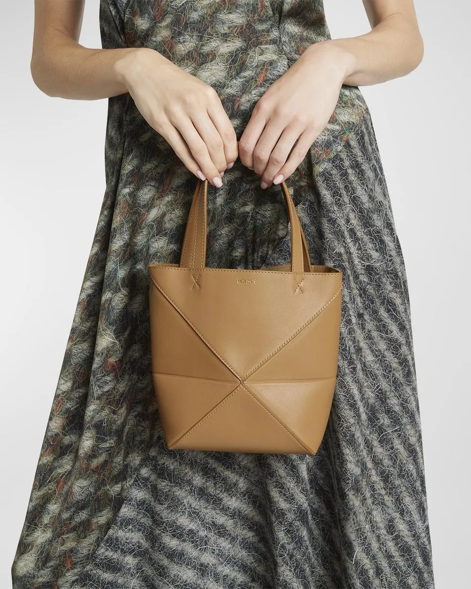 Loewe Puzzle Fold Mini Tote Bag in Shiny Leather | Thumbnail 4 Loewe Puzzle Fold Mini Tote Bag in Shiny Leather | Thumbnail 4