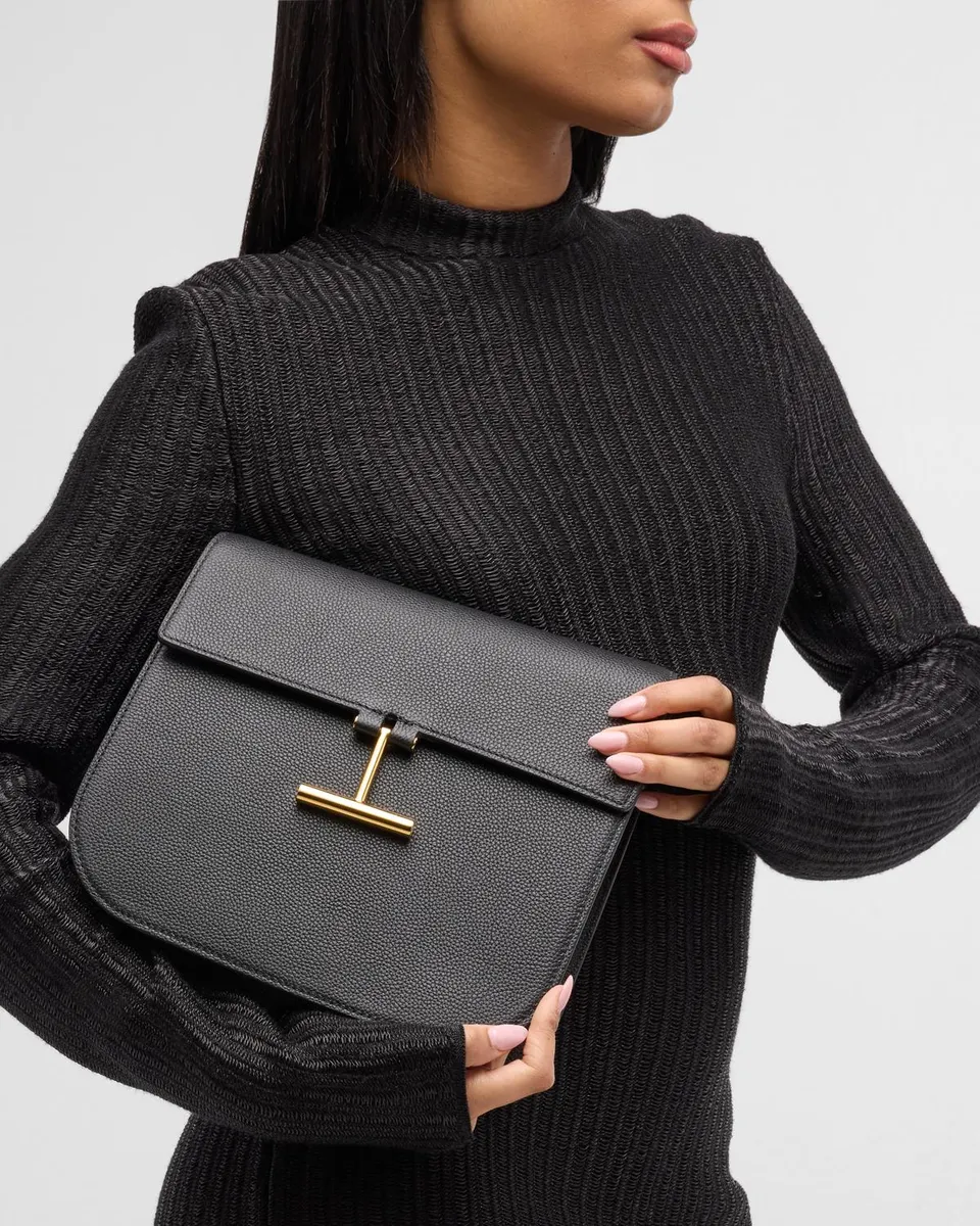 Tom Ford Tara Medium Crossbody in Grained Leather with Leather Strap | Thumbnail 2