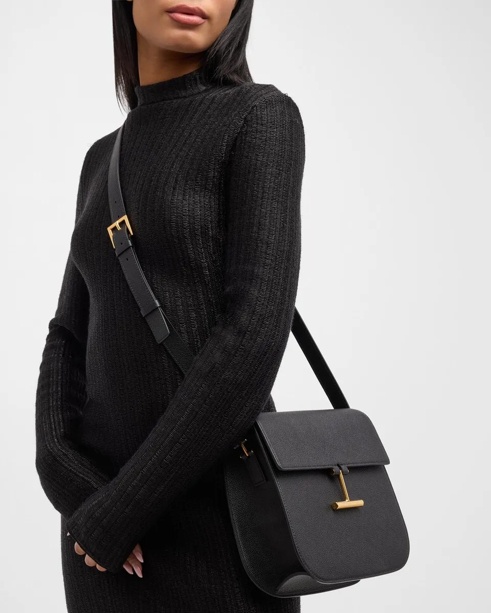 Tom Ford Tara Medium Crossbody in Grained Leather with Leather Strap | Thumbnail 4