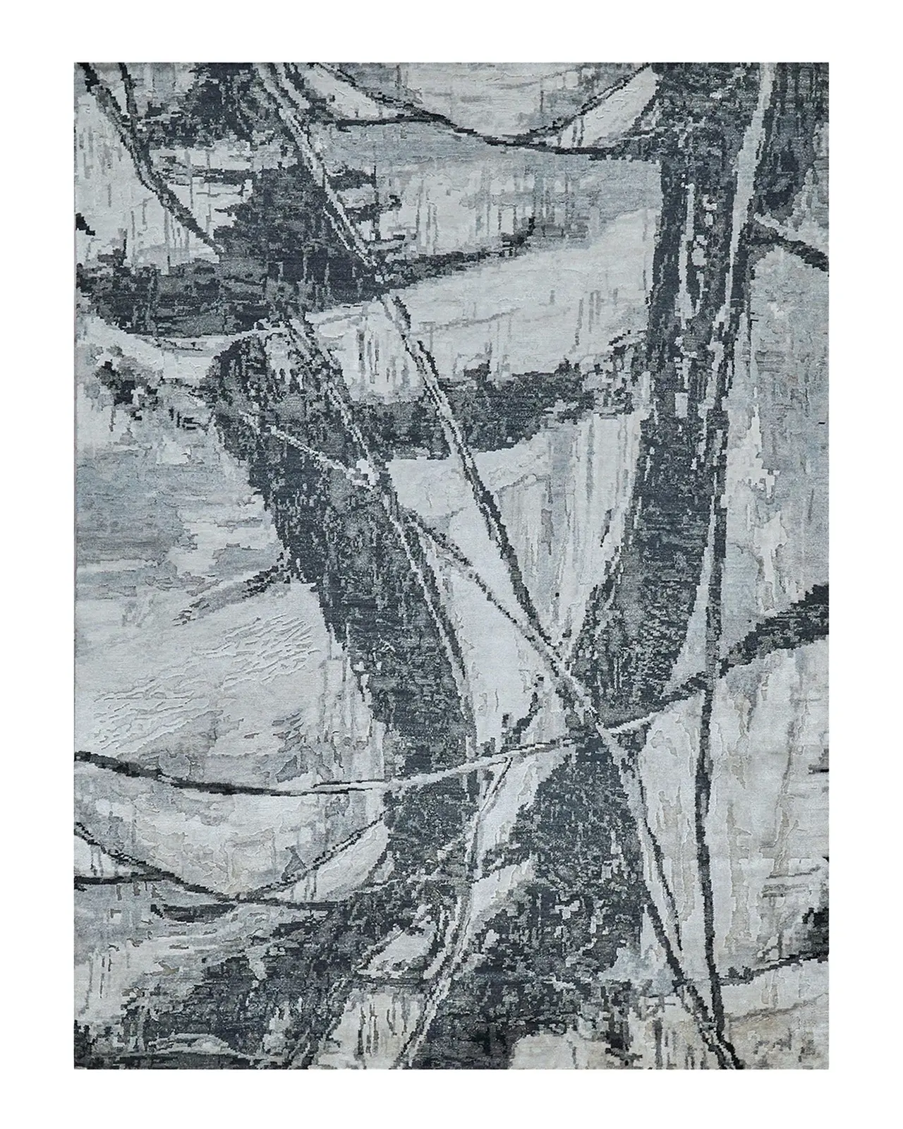 Exquisite Rugs Floor Art Hand-Knotted Dark Gray Rug
