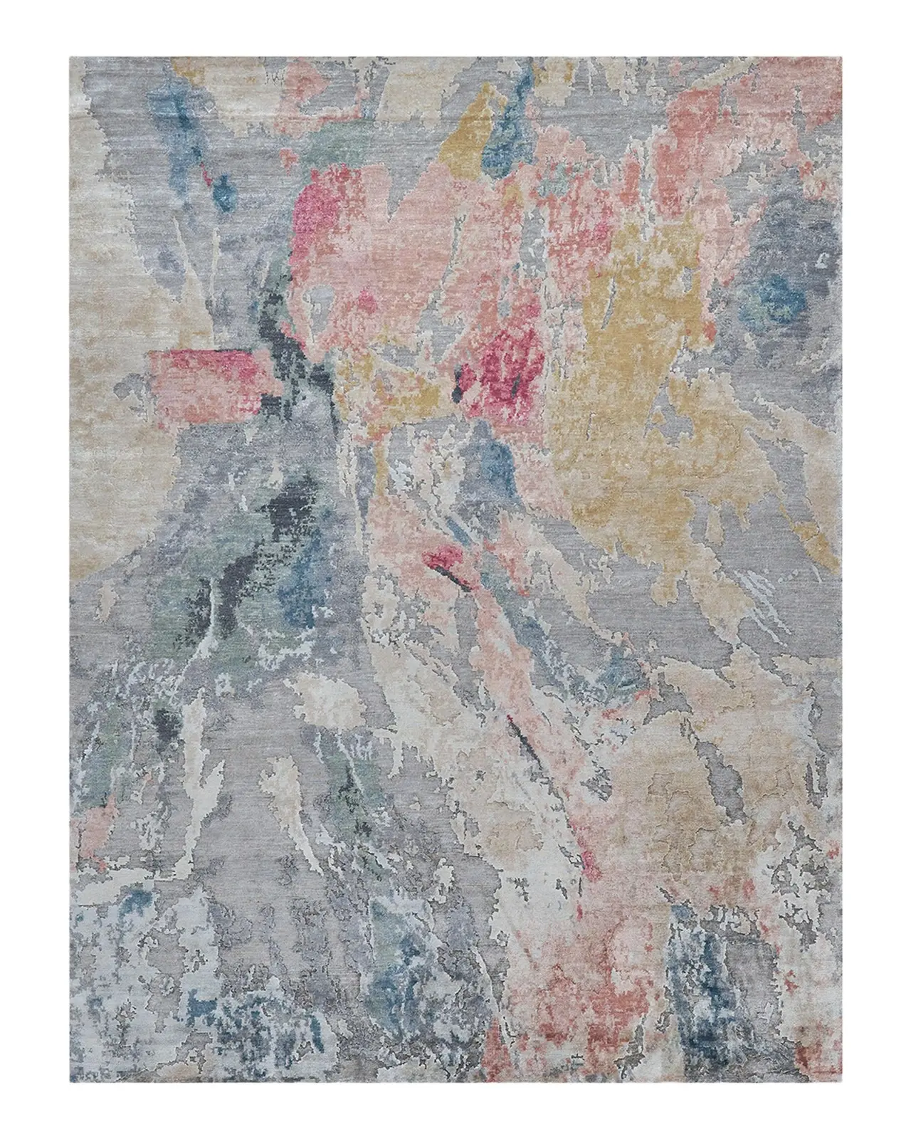 Exquisite Rugs Floor Art Hand-Knotted Silver & Blush Rug