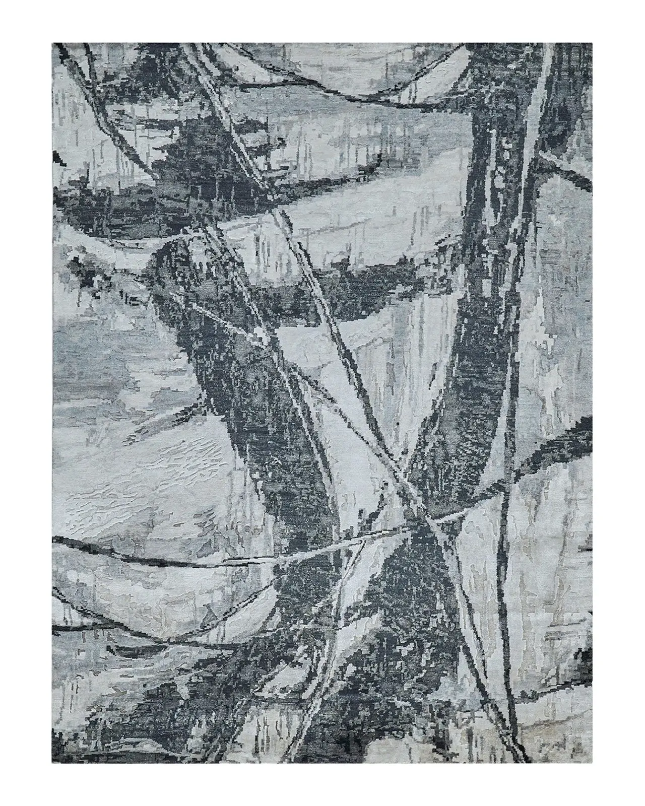 Exquisite Rugs Floor Art Hand-Knotted Dark Gray Rug