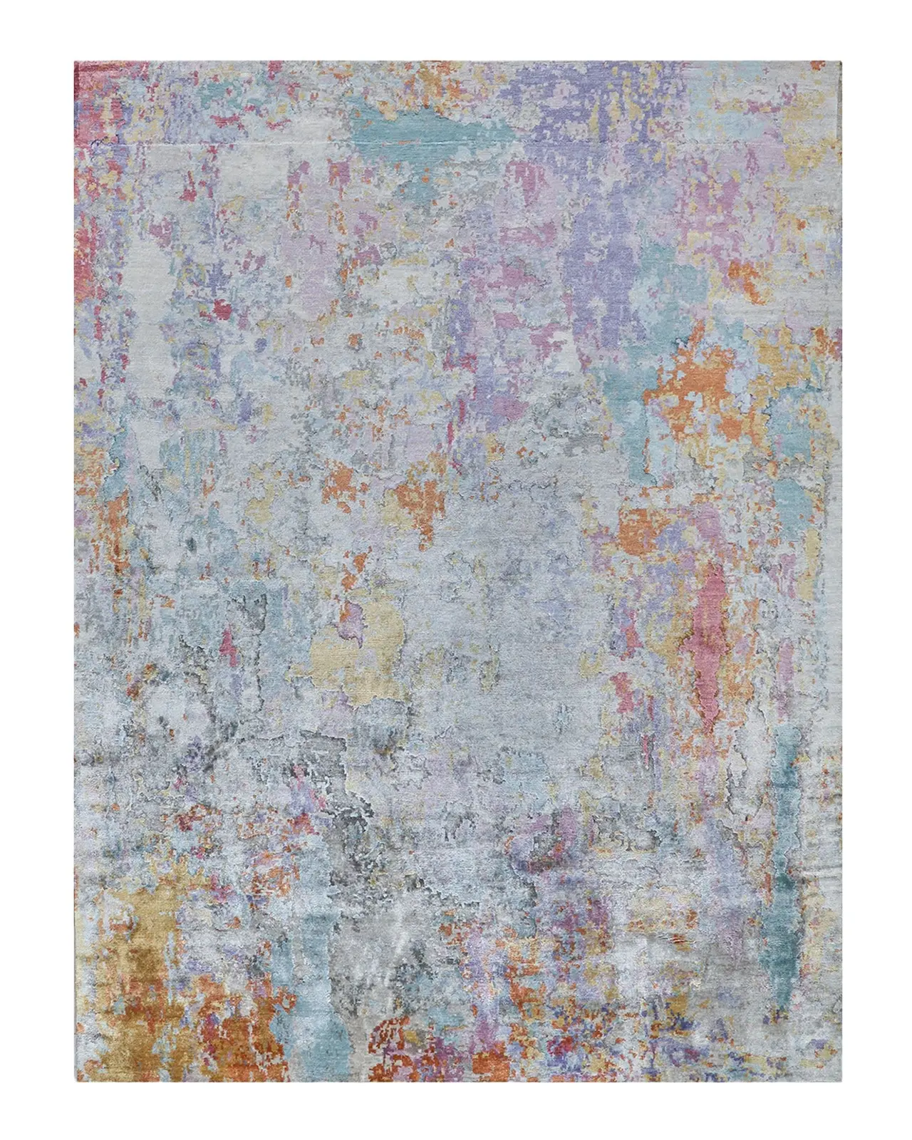 Exquisite Rugs Floor Art Hand-Knotted Ivory Multi Rug