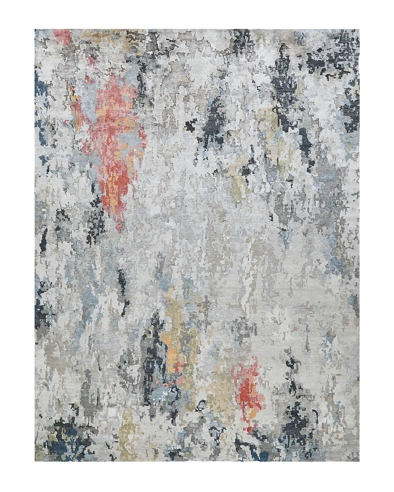Exquisite Rugs Floor Art Hand-Knotted Silver & Gray Rug