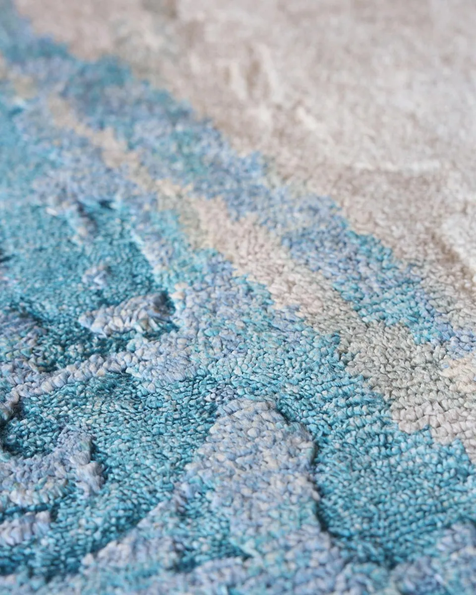 Exquisite Rugs Floor Art Hand-Knotted Light Blue Rug, 8 ' x 10 ' | Thumbnail 5 Exquisite Rugs Floor Art Hand-Knotted Light Blue Rug, 8 ' x 10 ' | Thumbnail 5
