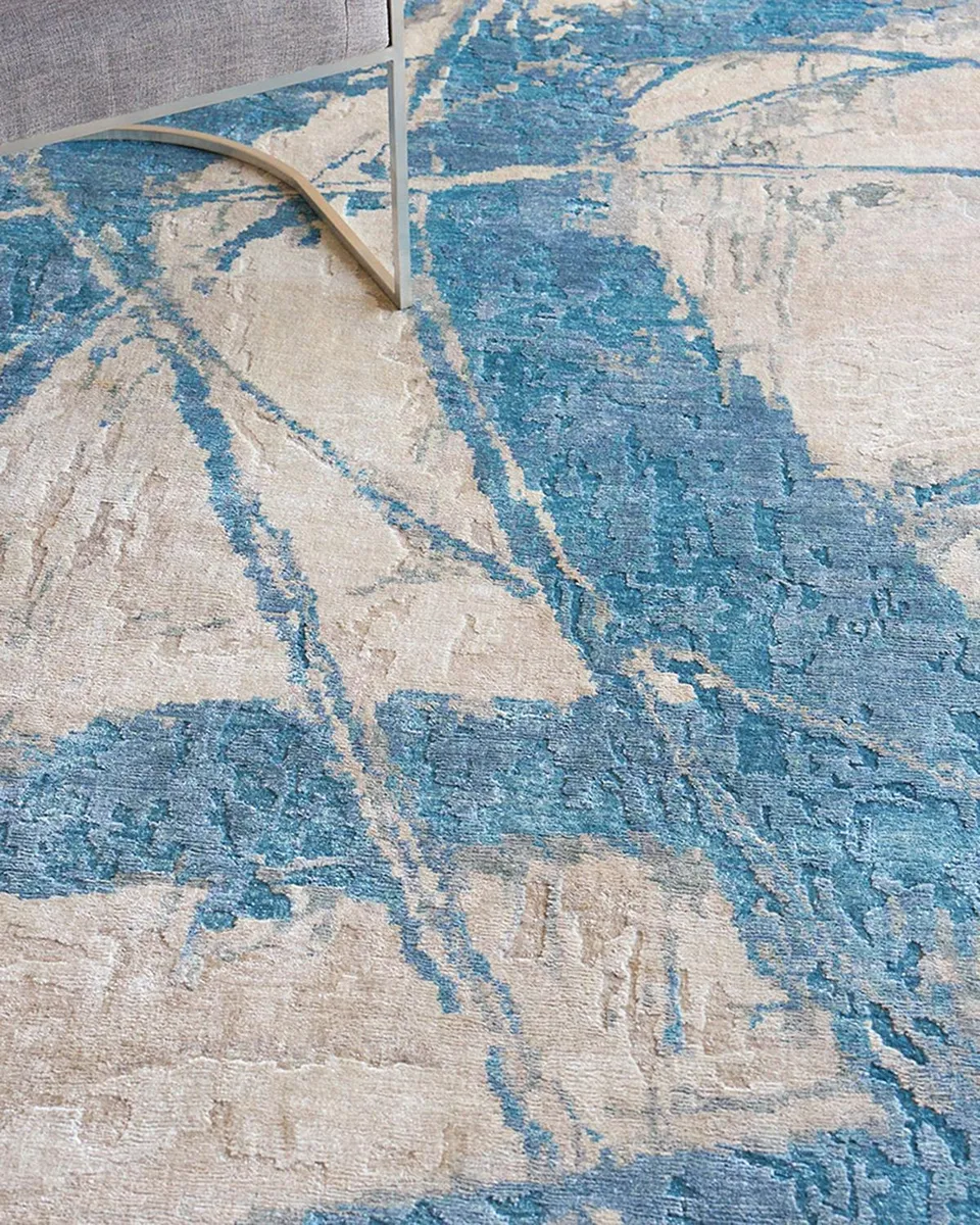 Exquisite Rugs Floor Art Hand-Knotted Light Blue Rug, 8 ' x 10 ' | Thumbnail 7 Exquisite Rugs Floor Art Hand-Knotted Light Blue Rug, 8 ' x 10 ' | Thumbnail 7