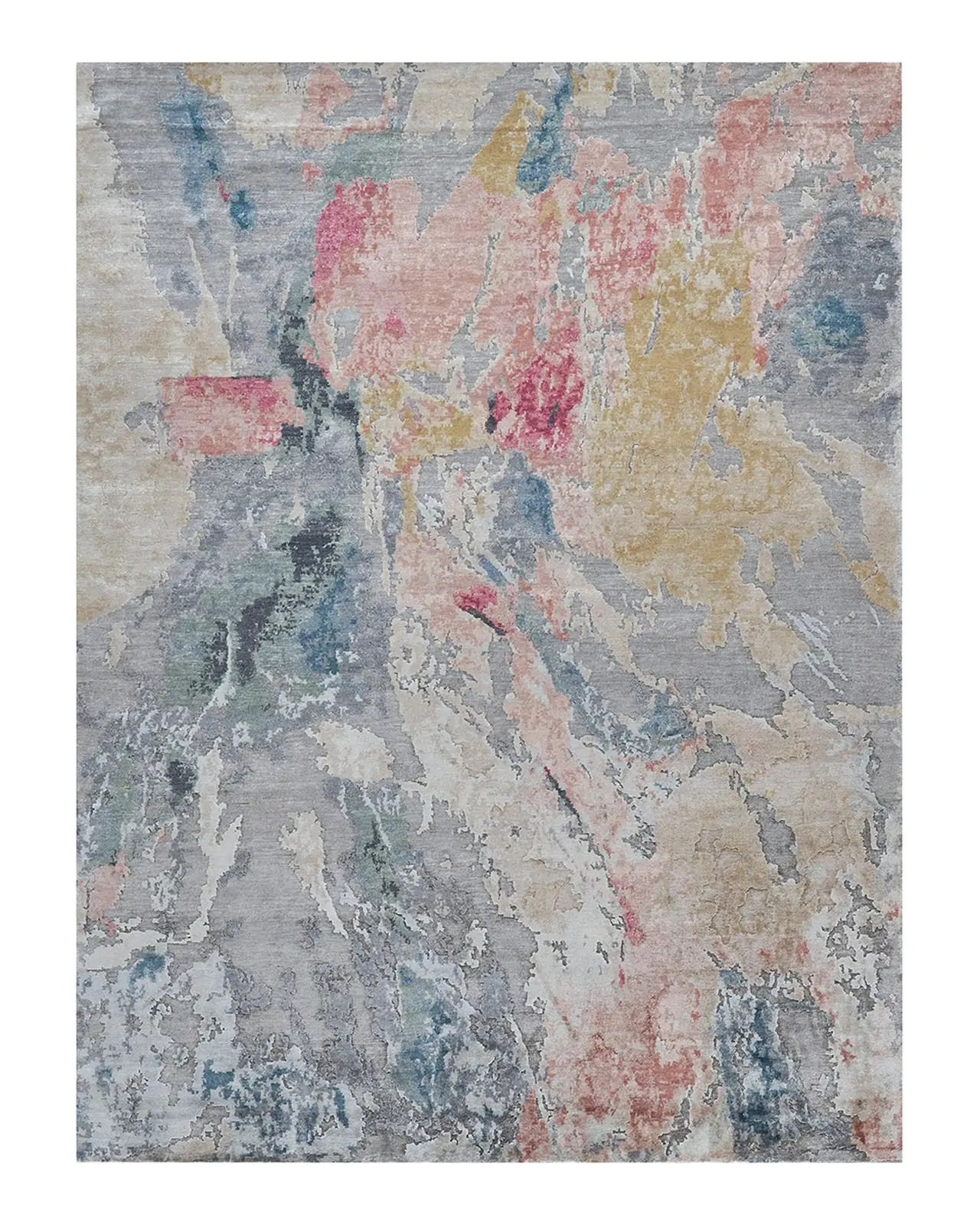 Exquisite Rugs Floor Art Hand-Knotted Silver & Blush Rug