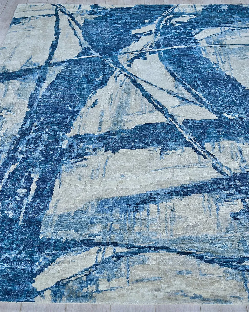 Exquisite Rugs Floor Art Hand-Knotted Dark Blue Rug, 8 ' x 10 ' | Thumbnail 2
