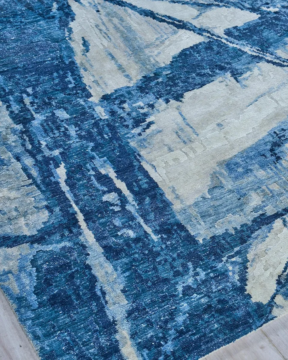 Exquisite Rugs Floor Art Hand-Knotted Dark Blue Rug, 8 ' x 10 ' | Thumbnail 3