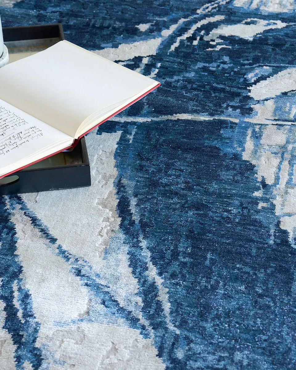 Exquisite Rugs Floor Art Hand-Knotted Dark Blue Rug, 8 ' x 10 ' | Thumbnail 6