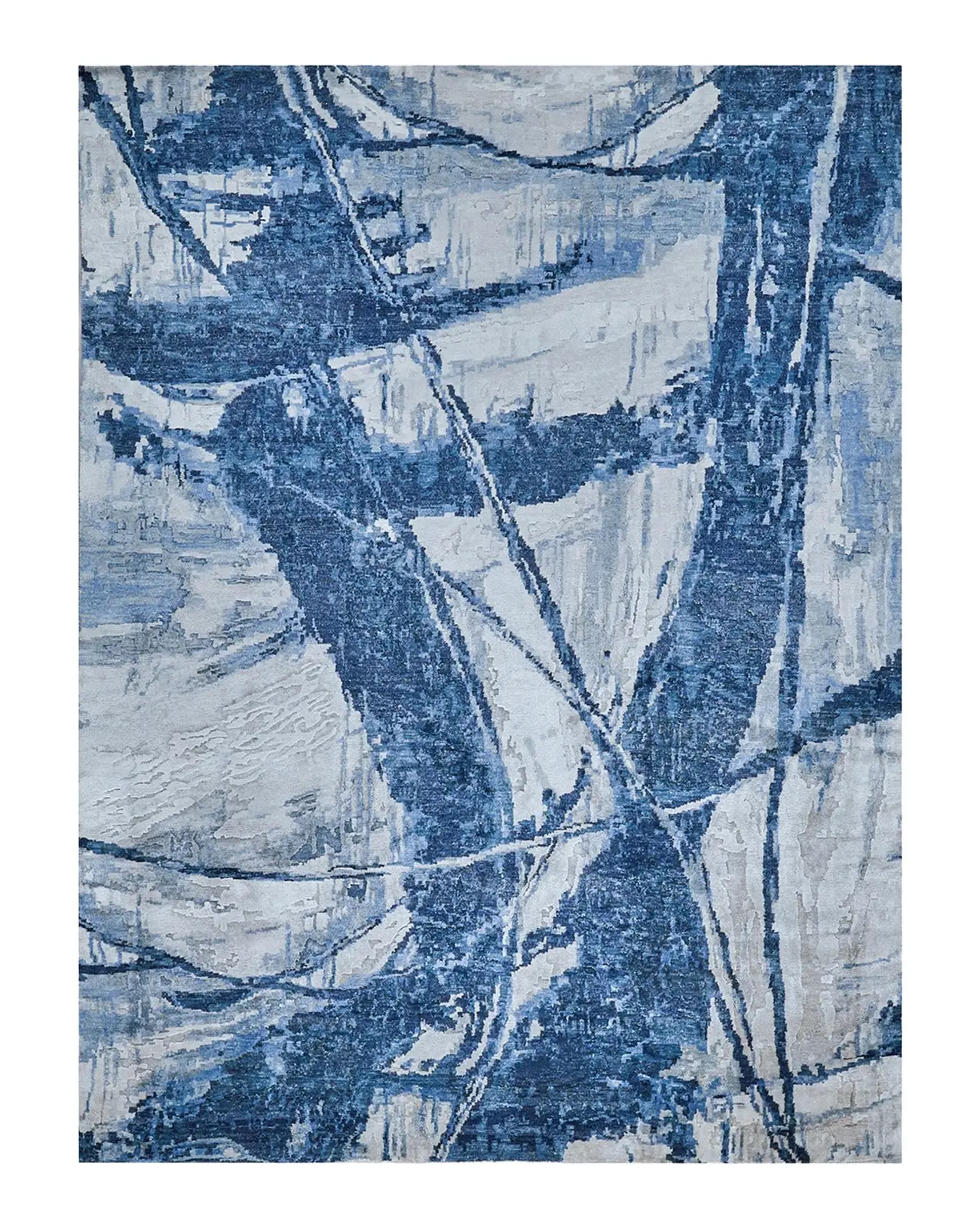 Exquisite Rugs Floor Art Hand-Knotted Dark Blue Rug, 8 ' x 10 '