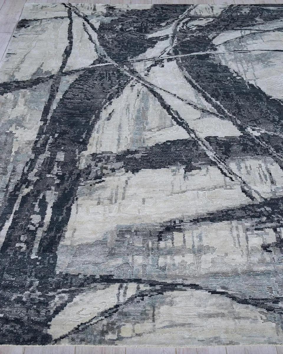 Exquisite Rugs Floor Art Hand-Knotted Dark Gray Rug | Thumbnail 2