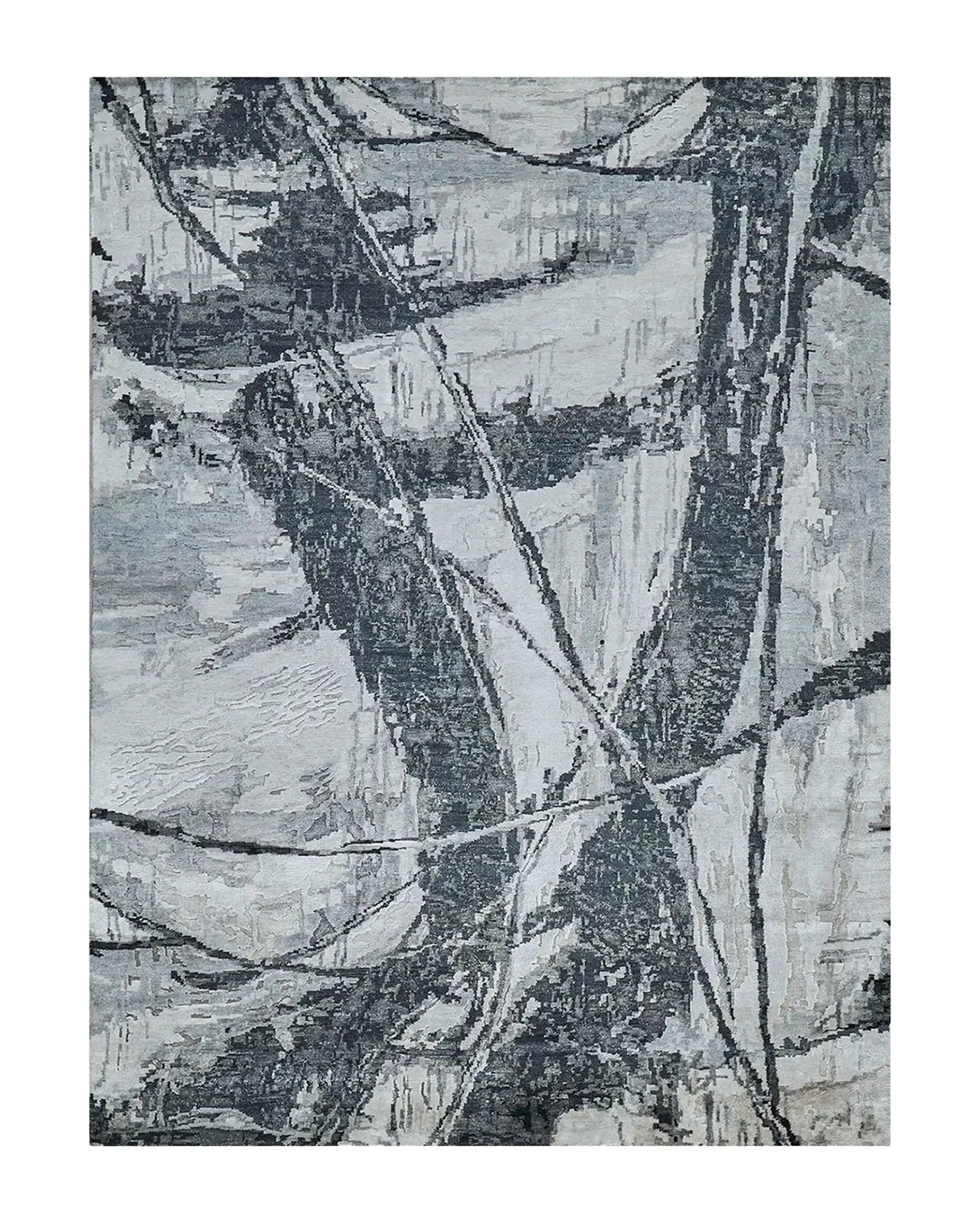 Exquisite Rugs Floor Art Hand-Knotted Dark Gray Rug
