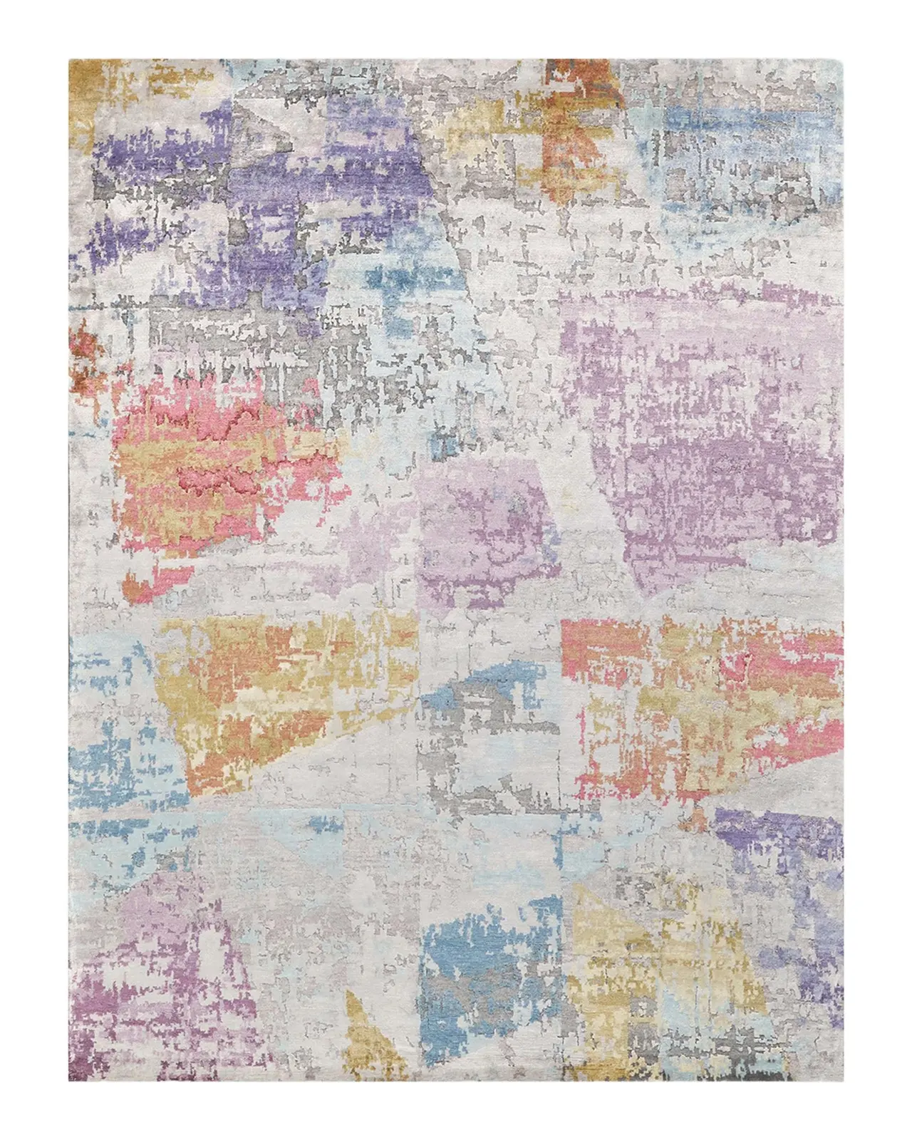 Exquisite Rugs Floor Art Hand-Knotted Ivory & Lavender Rug