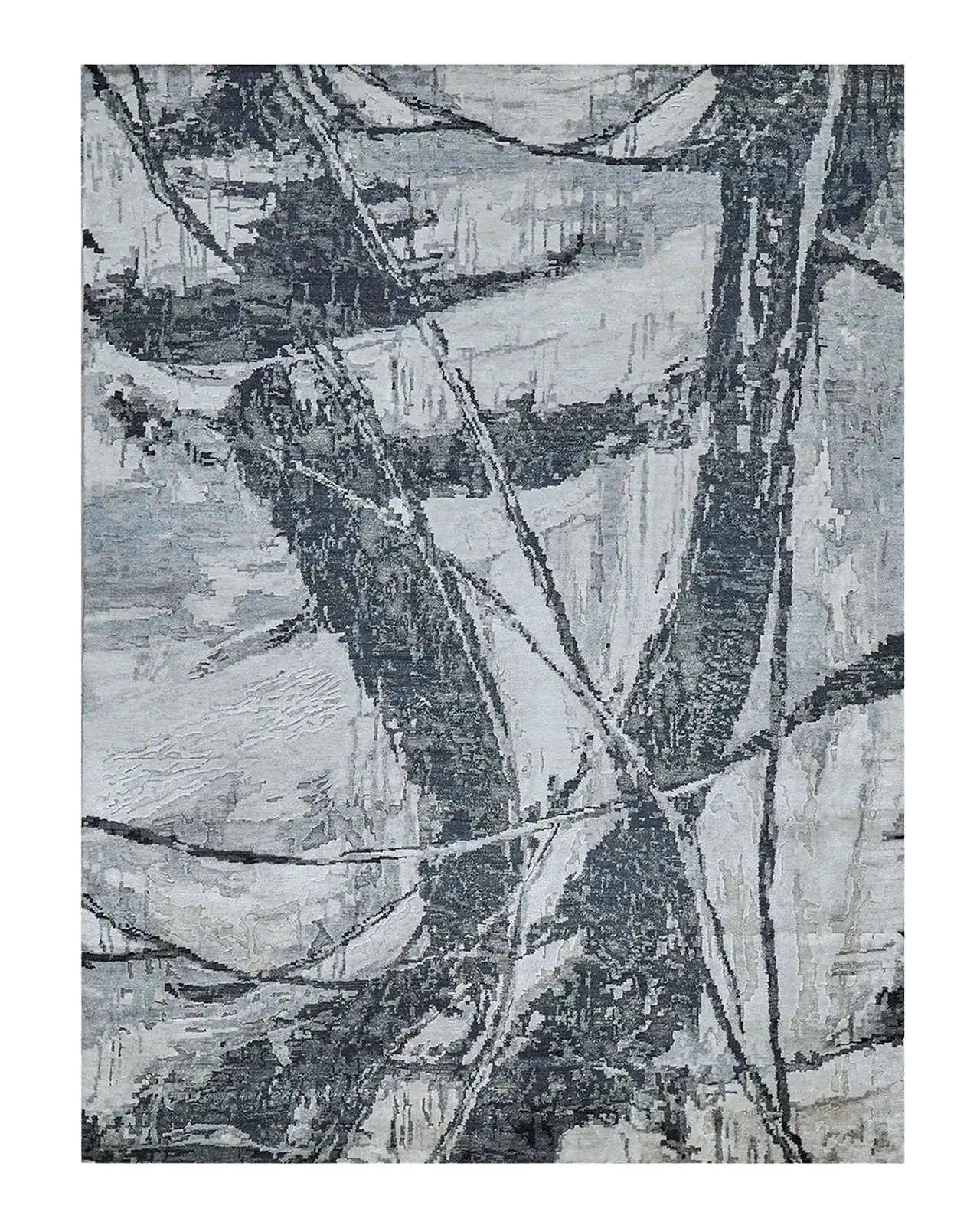 Exquisite Rugs Floor Art Hand-Knotted Dark Gray Rug