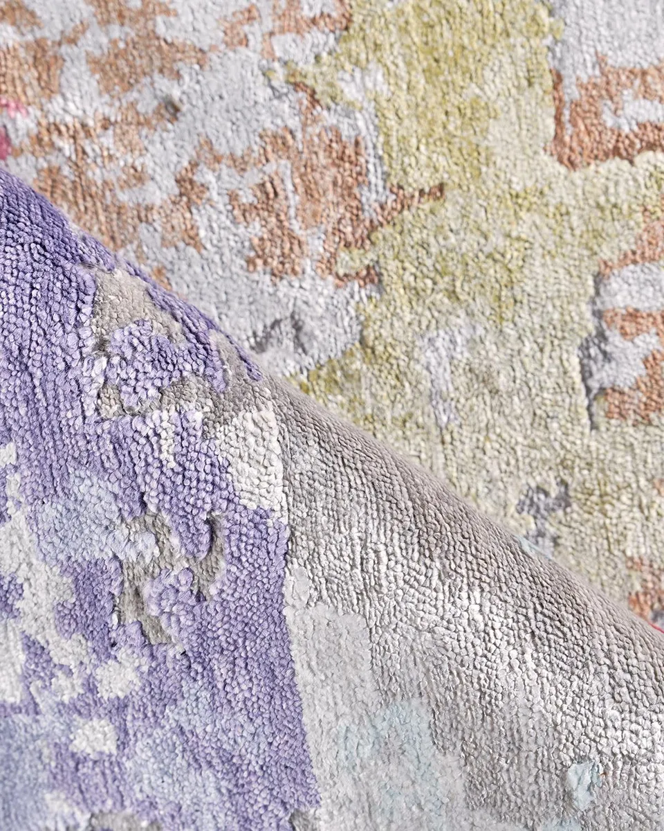 Exquisite Rugs Floor Art Hand-Knotted Ivory & Lavender Rug | Thumbnail 4 Exquisite Rugs Floor Art Hand-Knotted Ivory & Lavender Rug | Thumbnail 4