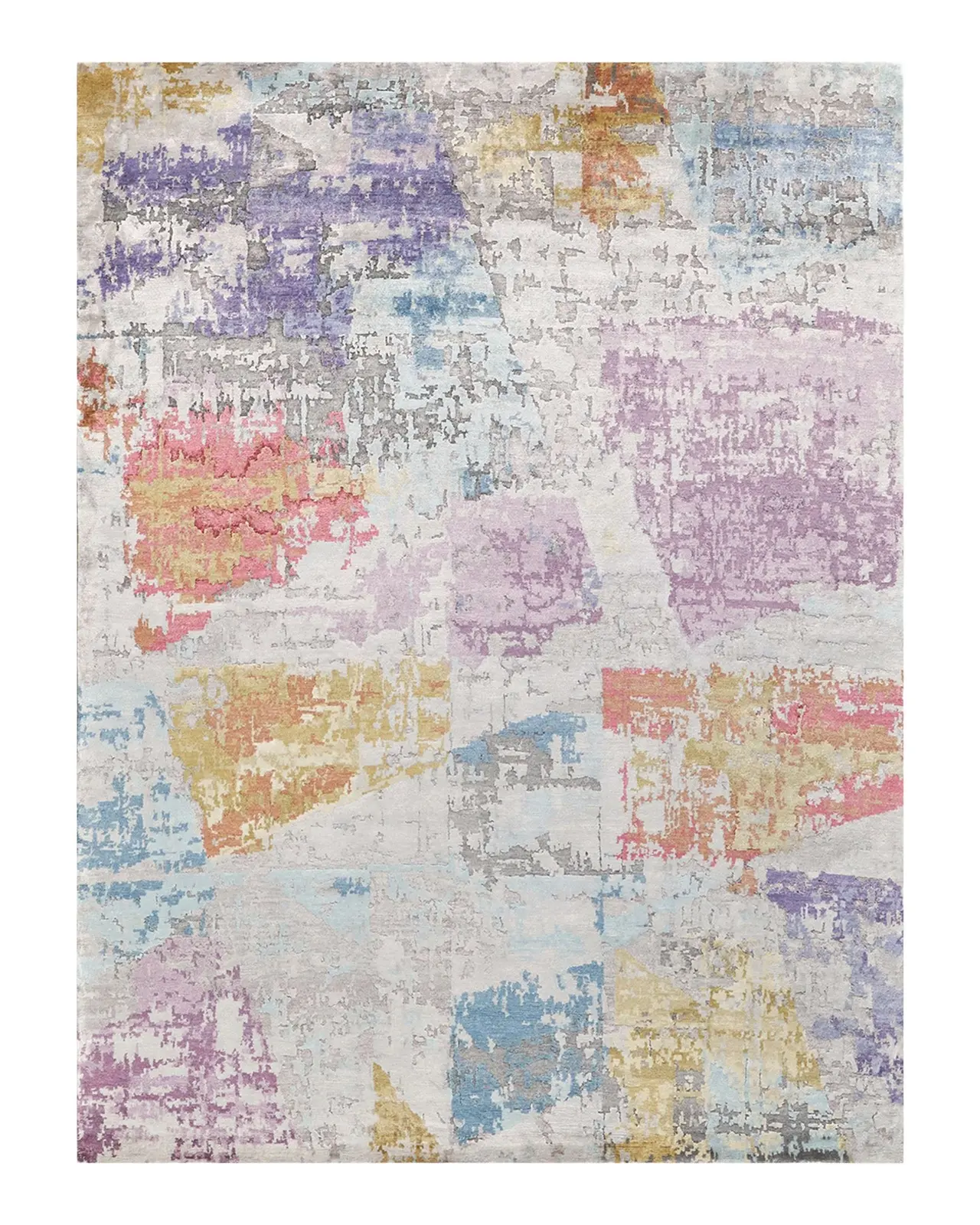 Exquisite Rugs Floor Art Hand-Knotted Ivory & Lavender Rug