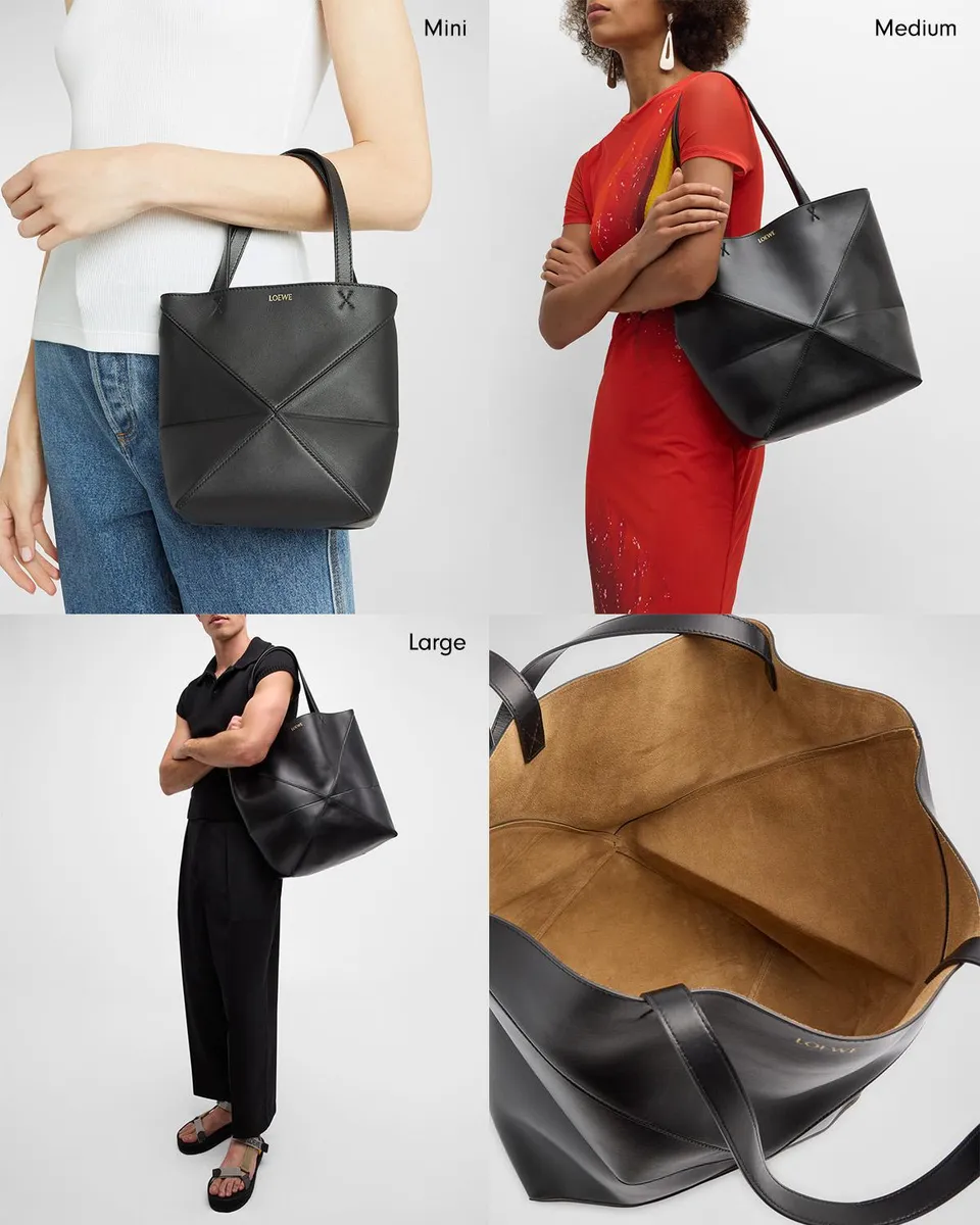 Loewe Puzzle Fold Large Tote Bag in Shiny Leather | Thumbnail 8 Loewe Puzzle Fold Large Tote Bag in Shiny Leather | Thumbnail 8