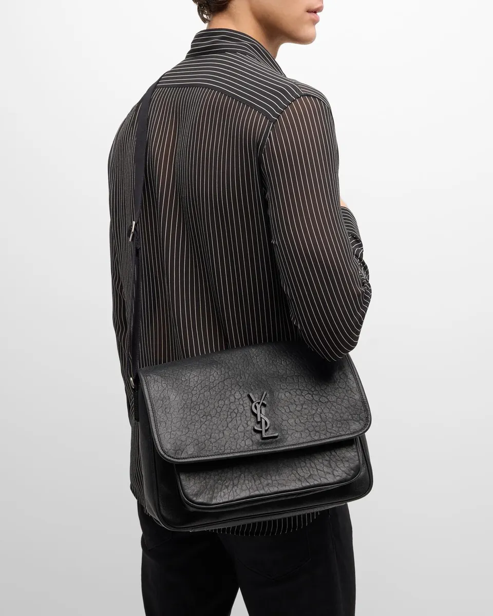 Saint Laurent Men's Niki YSL Messenger Bag in Grained Leather | Thumbnail 2 Saint Laurent Men's Niki YSL Messenger Bag in Grained Leather | Thumbnail 2