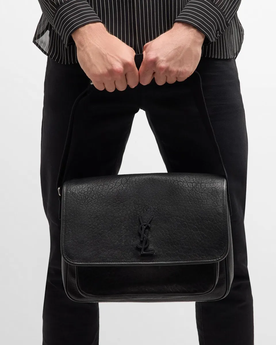 Saint Laurent Men's Niki YSL Messenger Bag in Grained Leather | Thumbnail 4 Saint Laurent Men's Niki YSL Messenger Bag in Grained Leather | Thumbnail 4