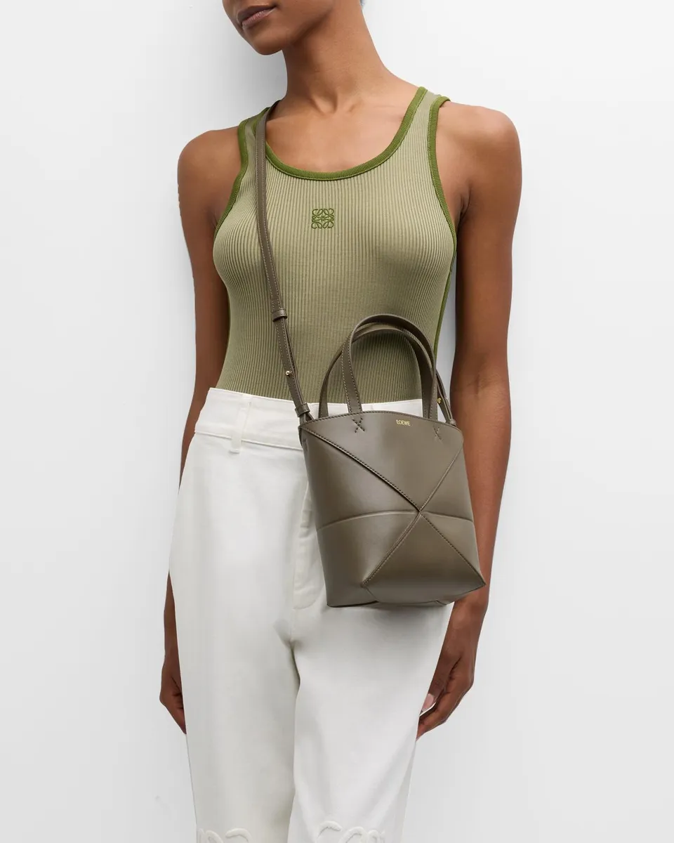 Loewe Puzzle Fold Mini Tote Bag in Shiny Leather | Thumbnail 2