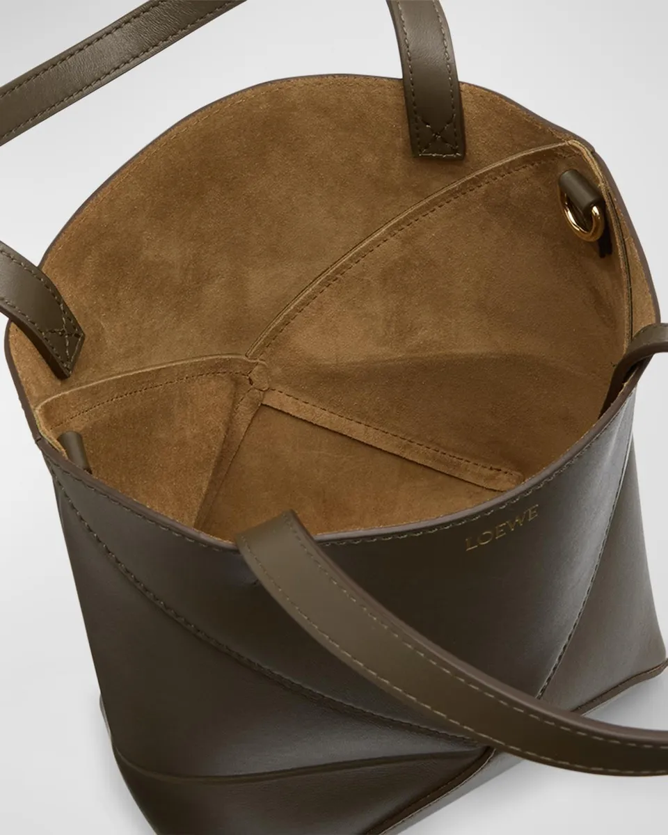 Loewe Puzzle Fold Mini Tote Bag in Shiny Leather | Thumbnail 3