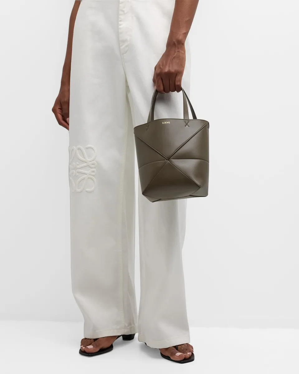 Loewe Puzzle Fold Mini Tote Bag in Shiny Leather | Thumbnail 4