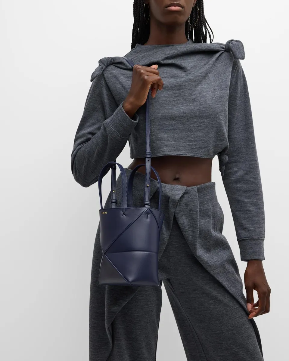 Loewe Puzzle Fold Mini Tote Bag in Shiny Leather | Thumbnail 2 Loewe Puzzle Fold Mini Tote Bag in Shiny Leather | Thumbnail 2