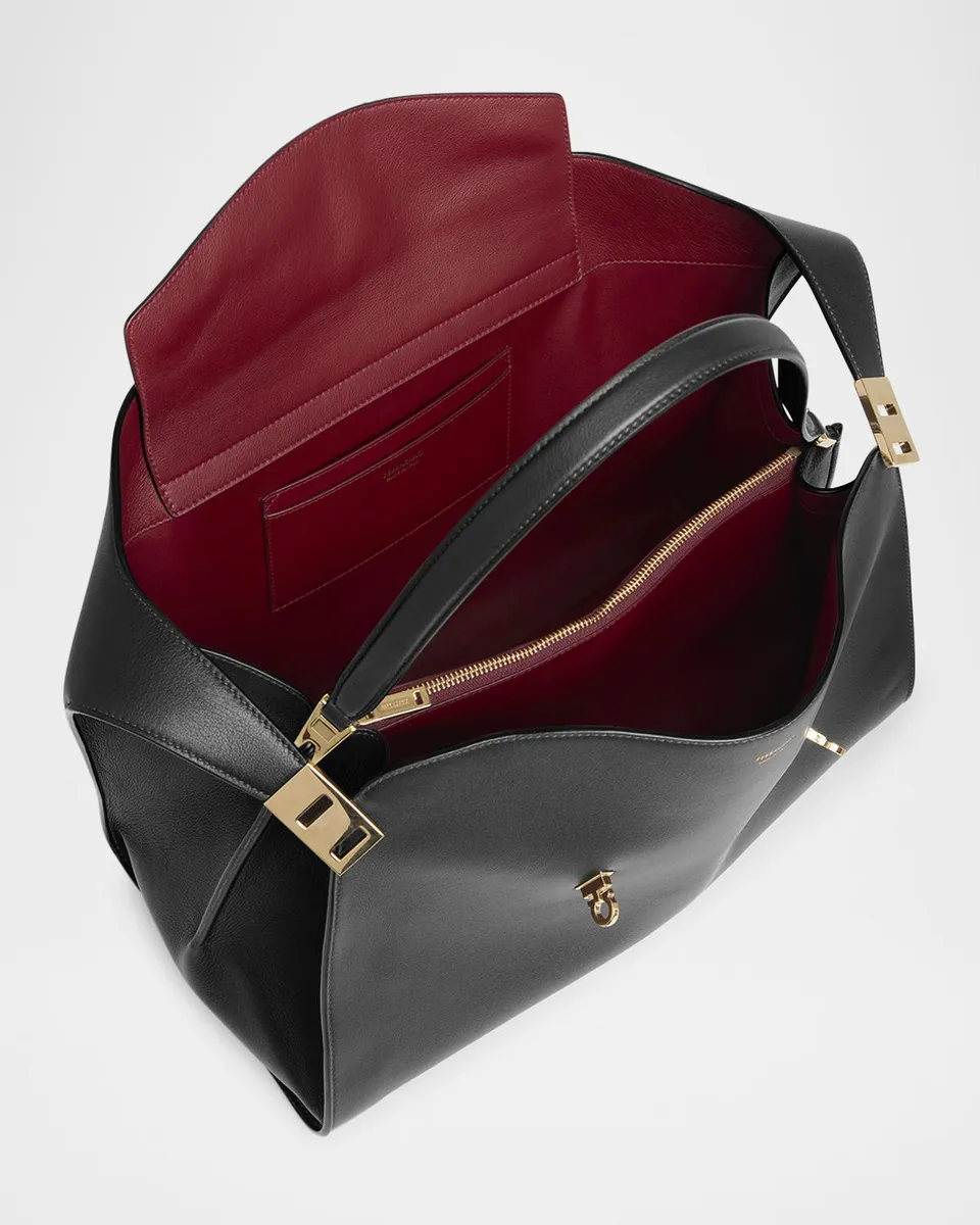 Ferragamo Large Hug Soft Bicolor Shoulder Bag | Thumbnail 4 Ferragamo Large Hug Soft Bicolor Shoulder Bag | Thumbnail 4