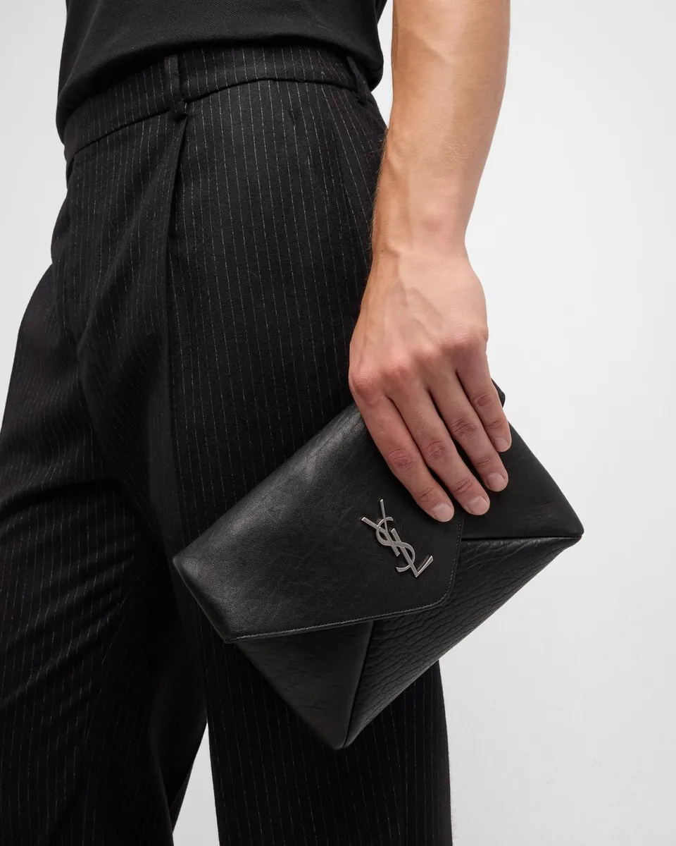 Saint Laurent Men's Large YSL Pouch on Strap in Leather | Thumbnail 4 Saint Laurent Men's Large YSL Pouch on Strap in Leather | Thumbnail 4