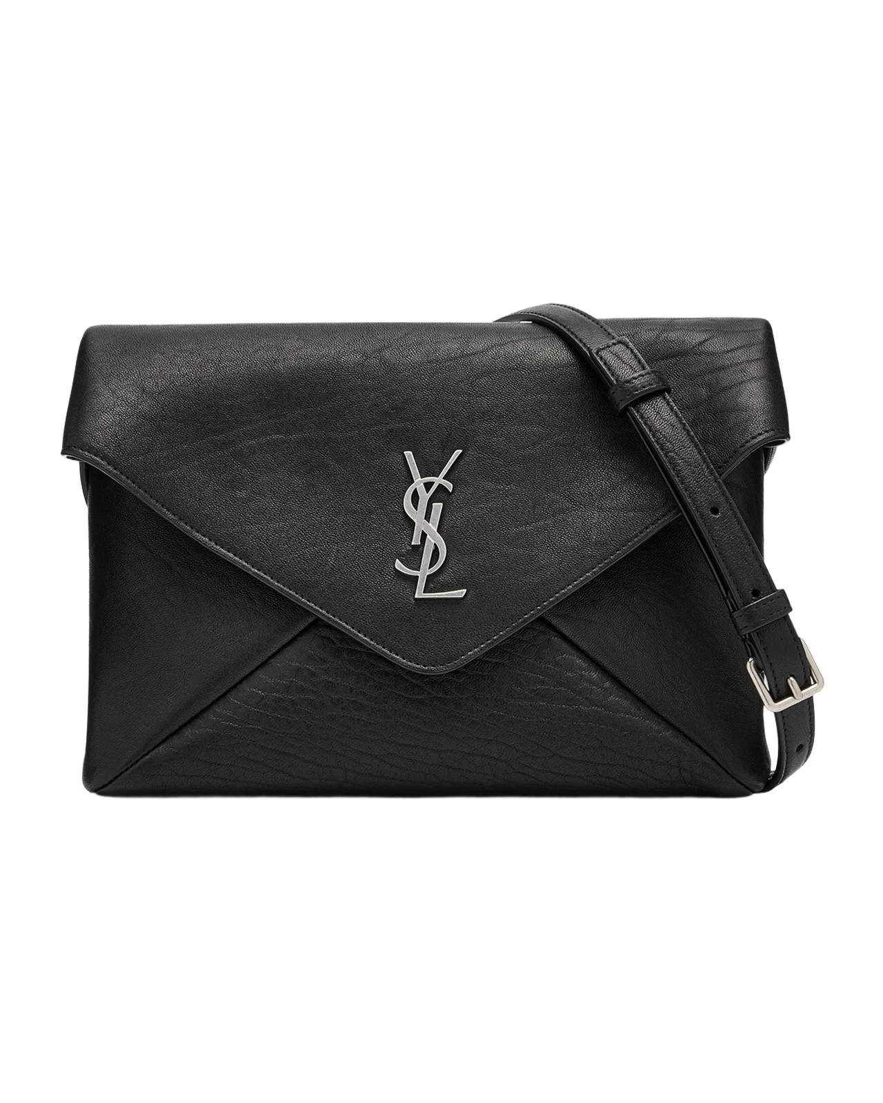 Saint Laurent Men's Large YSL Pouch on Strap in Leather