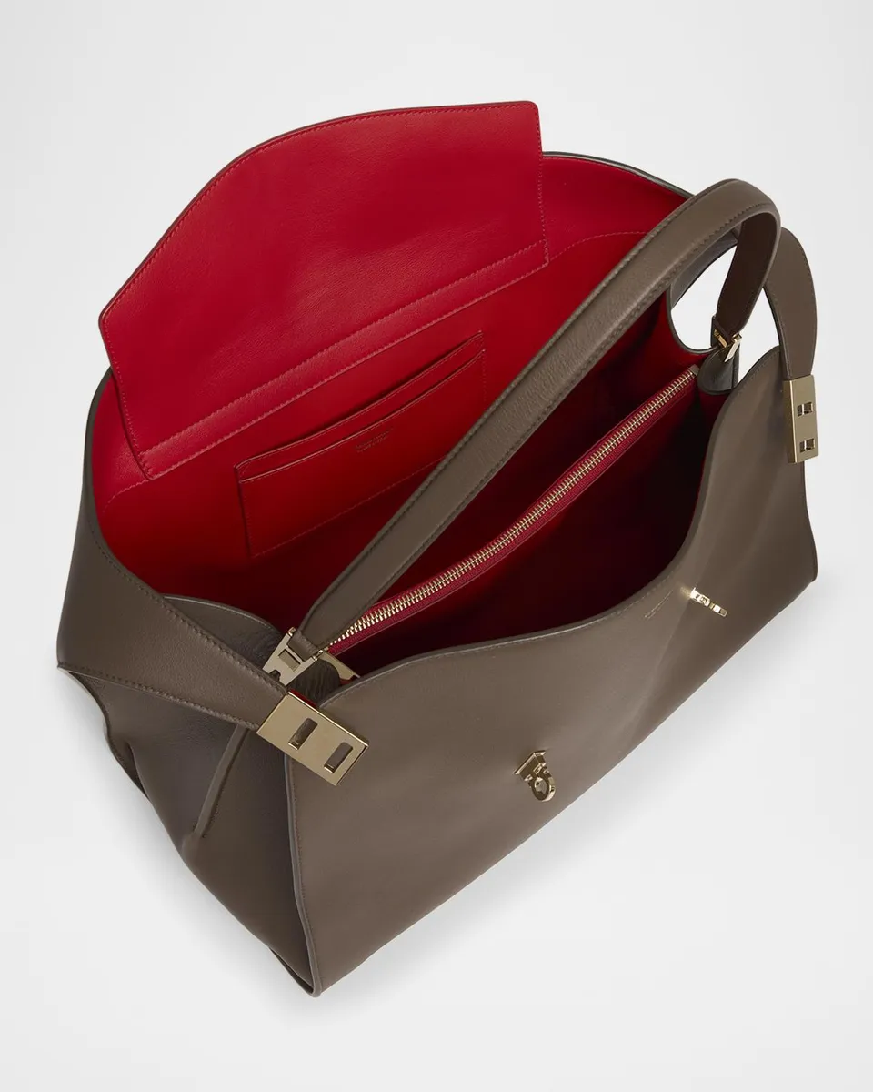 Ferragamo Large Hug Soft Bicolor Shoulder Bag | Thumbnail 4 Ferragamo Large Hug Soft Bicolor Shoulder Bag | Thumbnail 4