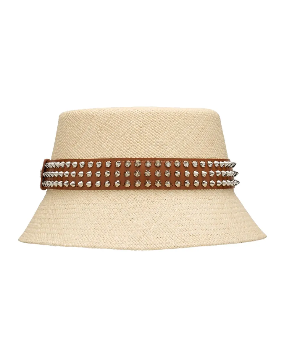 Christian Louboutin Men's Bobino Spikes Straw Panama Hat | Thumbnail 3 Christian Louboutin Men's Bobino Spikes Straw Panama Hat | Thumbnail 3