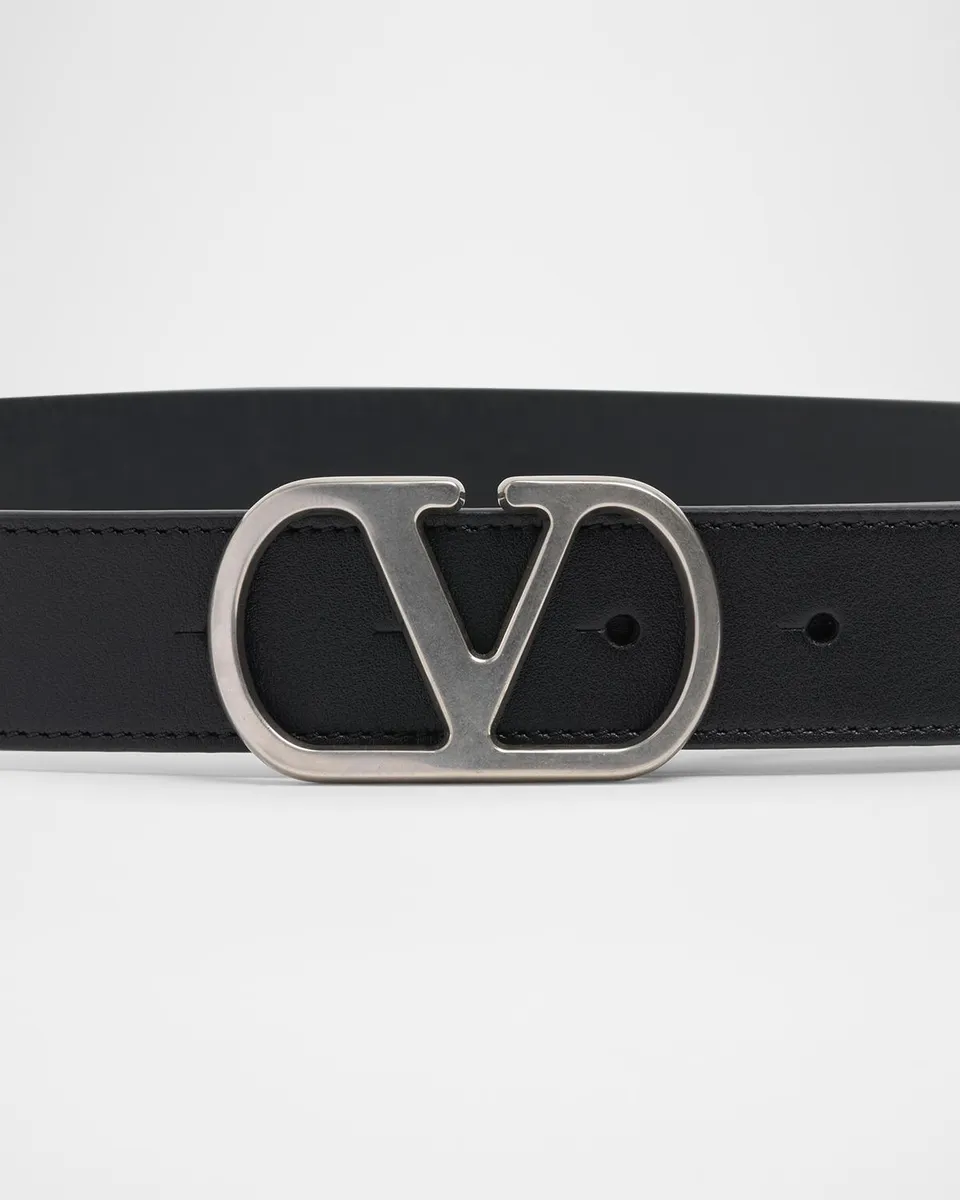 Valentino Garavani Men's VLogo-Buckle Leather Belt | Thumbnail 3 Valentino Garavani Men's VLogo-Buckle Leather Belt | Thumbnail 3