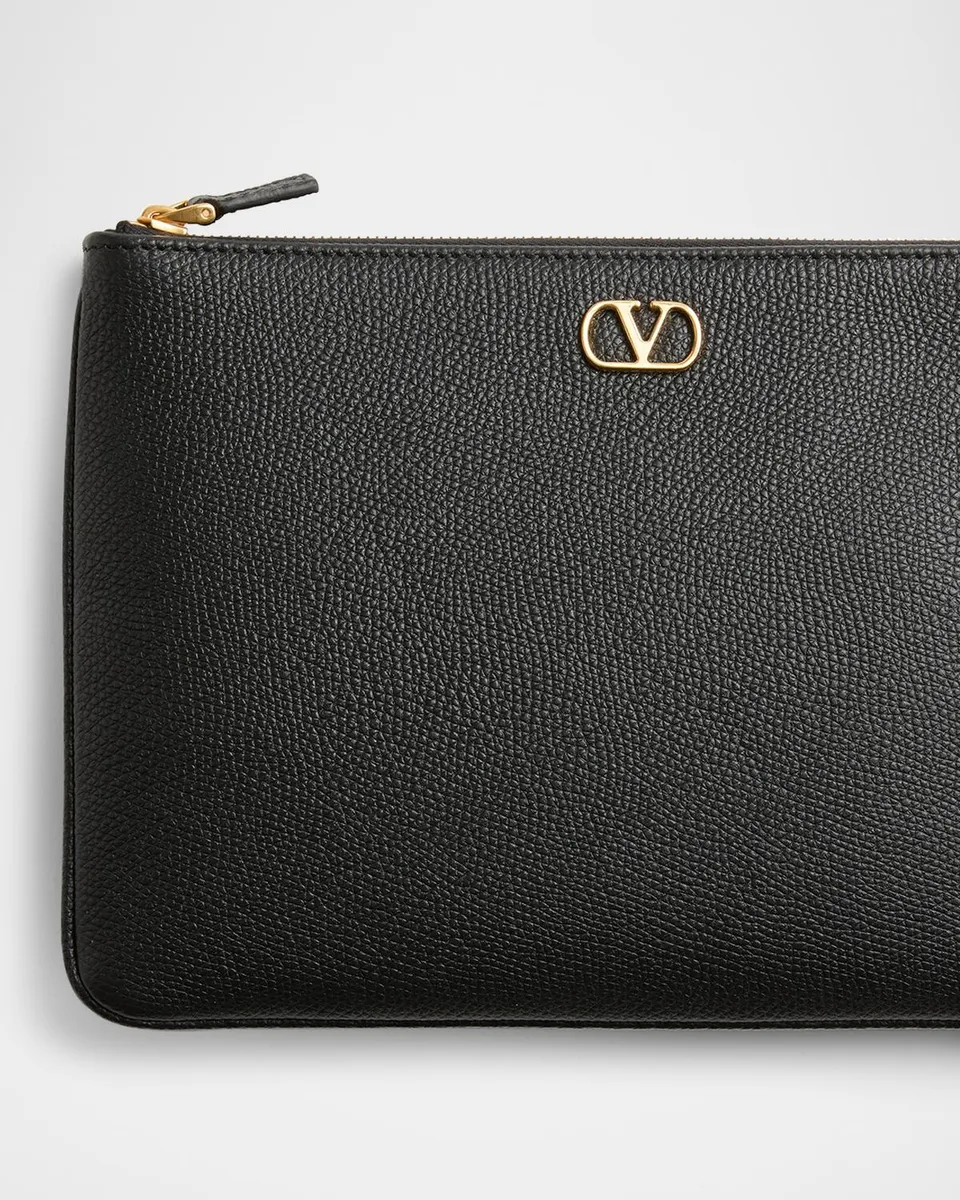 Valentino Garavani VLOGO Medium Leather Flat Pouch Bag | Thumbnail 3 Valentino Garavani VLOGO Medium Leather Flat Pouch Bag | Thumbnail 3