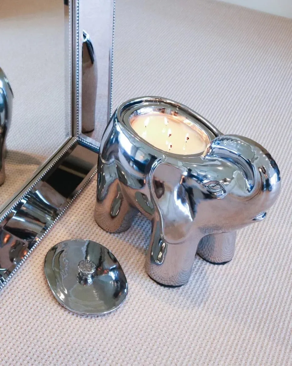 Thompson Ferrier Silvertone Grand Elephant Candle, 20 oz. | Thumbnail 2