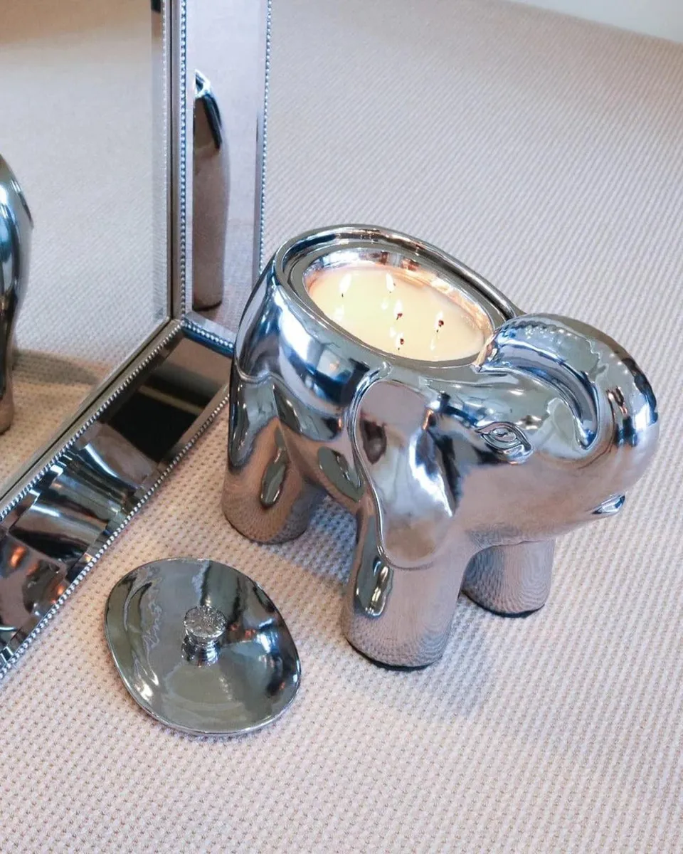 Thompson Ferrier Silvertone Grand Elephant Candle, 20 oz. | Thumbnail 2