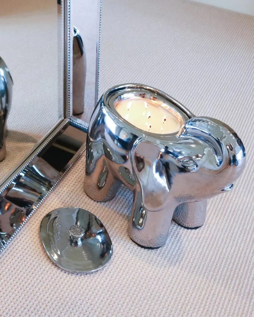 Thompson Ferrier Silvertone Grand Elephant Candle, 20 oz. | Thumbnail 2