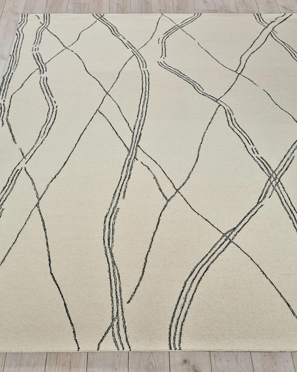 Exquisite Rugs Tangiers Hand-Tufted Ivory/Black Rug, 5 ' x 8 ' | Thumbnail 2