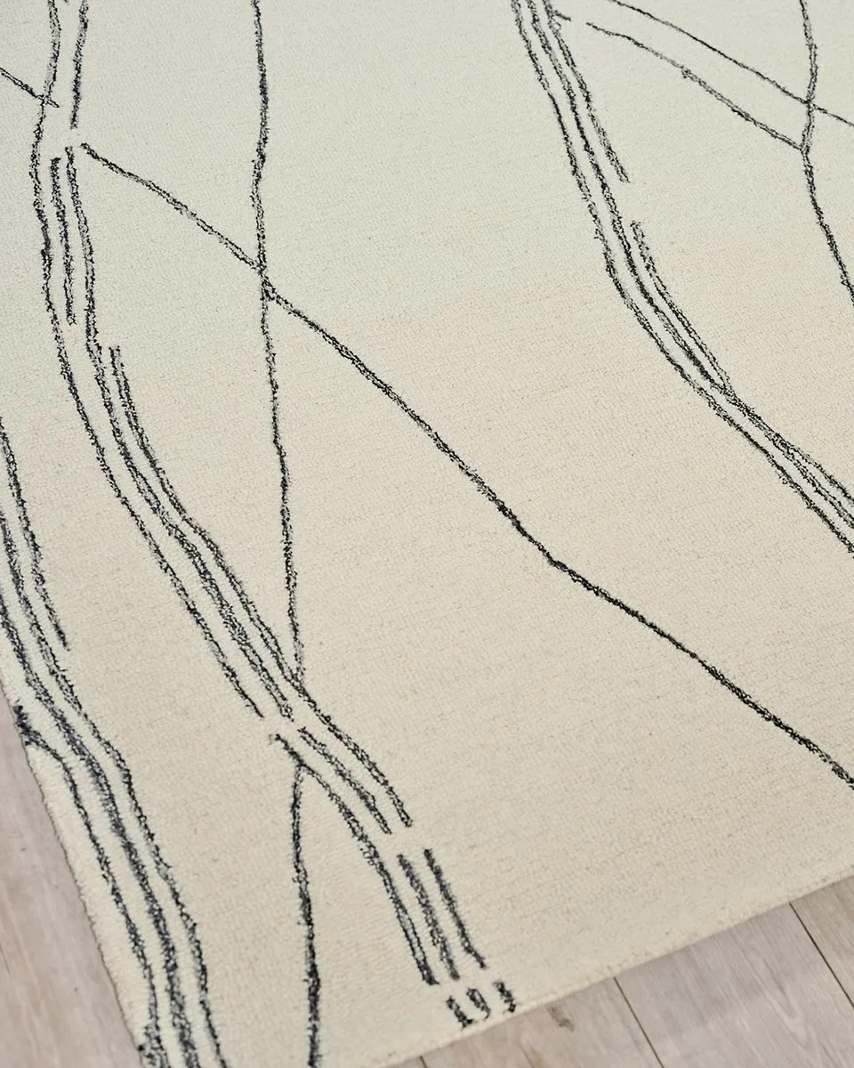 Exquisite Rugs Tangiers Hand-Tufted Ivory/Black Rug, 5 ' x 8 ' | Thumbnail 3