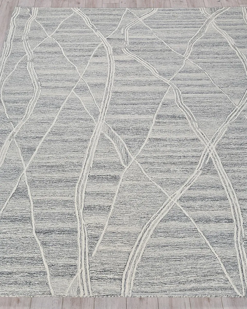 Exquisite Rugs Tangiers Hand-Tufted Gray/Ivory Rug, 6 ' x 9 ' | Thumbnail 2