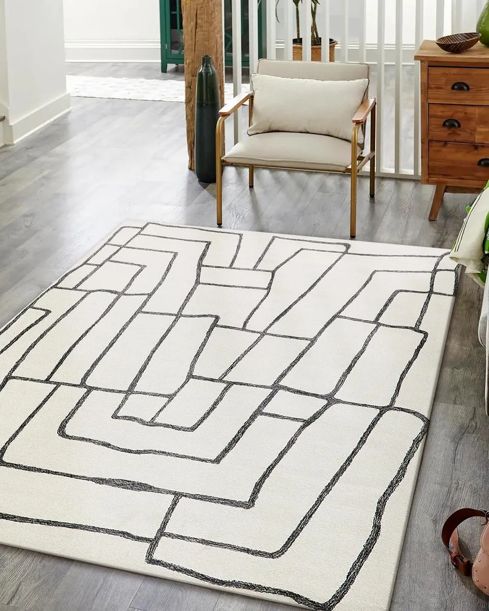Exquisite Rugs Tangiers Hand-Tufted Ivory/Black Rug, 5 ' x 8 ' | Thumbnail 7 Exquisite Rugs Tangiers Hand-Tufted Ivory/Black Rug, 5 ' x 8 ' | Thumbnail 7