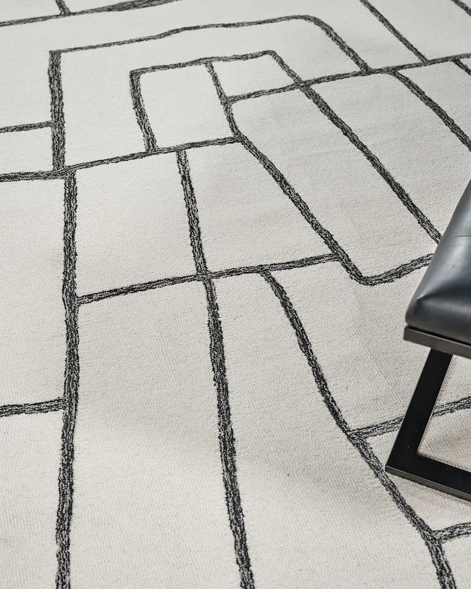 Exquisite Rugs Tangiers Hand-Tufted Ivory/Black Rug, 5 ' x 8 ' | Thumbnail 8 Exquisite Rugs Tangiers Hand-Tufted Ivory/Black Rug, 5 ' x 8 ' | Thumbnail 8