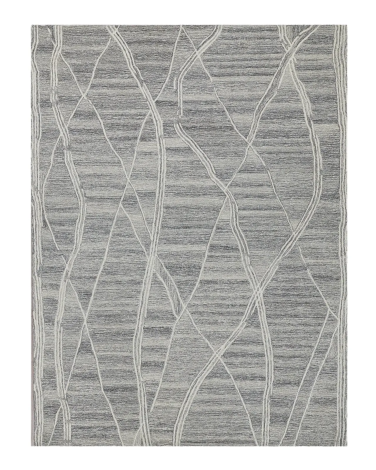 Exquisite Rugs Tangiers Hand-Tufted Gray/Ivory Rug, 12 ' x 15 '