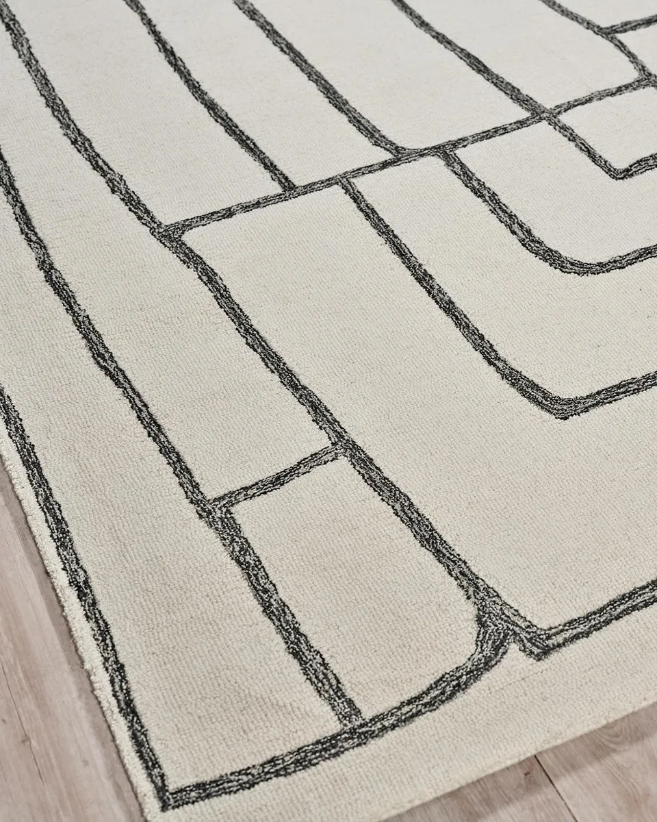 Exquisite Rugs Tangiers Hand-Tufted Ivory/Black Rug, 9 ' x 12 ' | Thumbnail 3 Exquisite Rugs Tangiers Hand-Tufted Ivory/Black Rug, 9 ' x 12 ' | Thumbnail 3