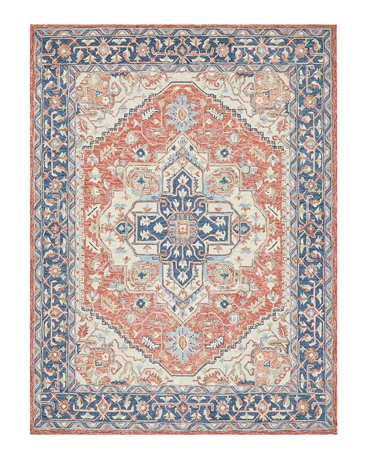 Exquisite Rugs Richmond Serapi Hand-Tufted Red/Blue Rug, 10 ' x 14 '
