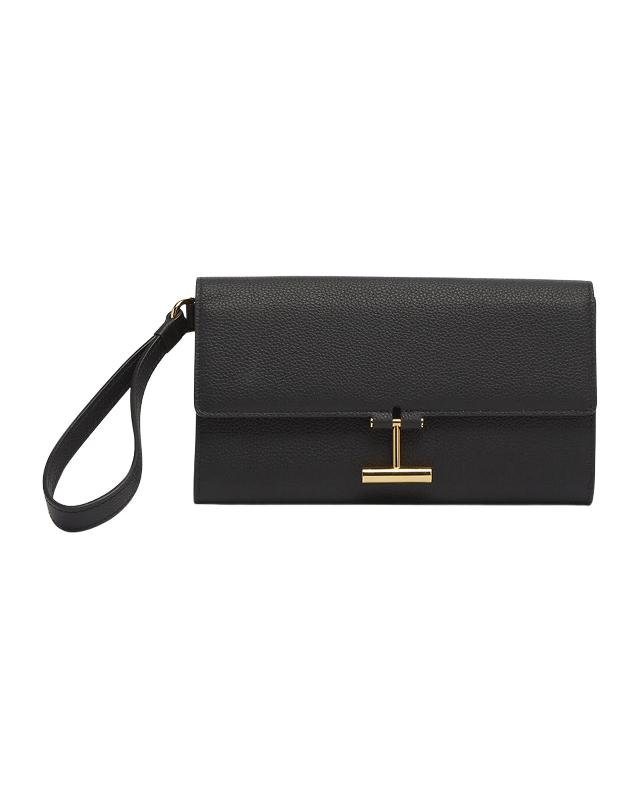 Tom Ford Tara Flap Pouch Wristlet in Grain Leather